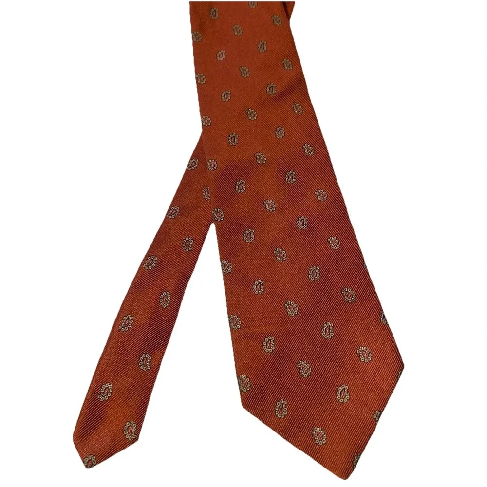 Brooks Brothers 346‎ Men's Necktie Pure Silk Orange & Yellow Paisley 60